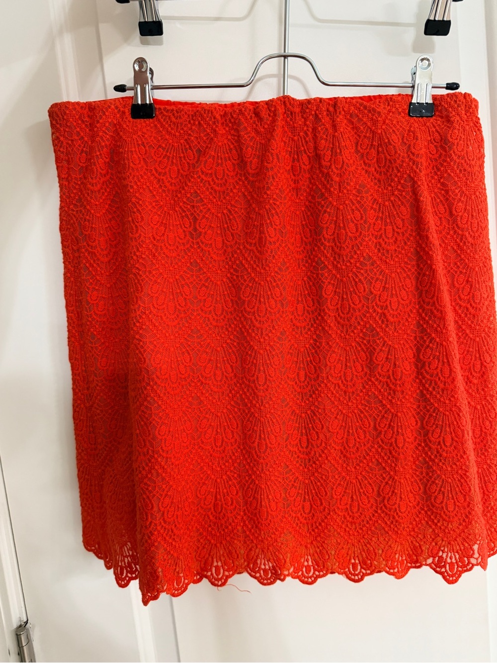 J. Crew Orange Lace Asymmetrical Mini Skirt